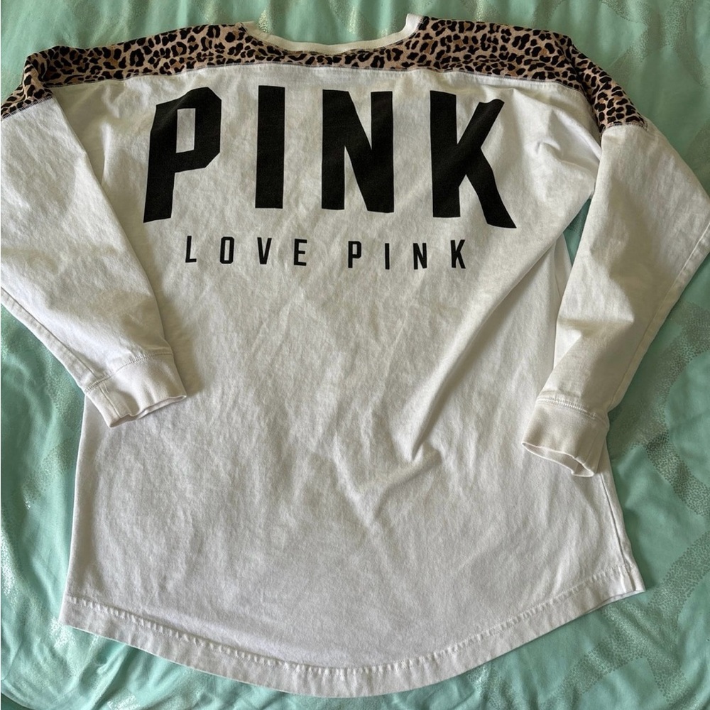Victoria’s Secret PINK leopard varsity crew.